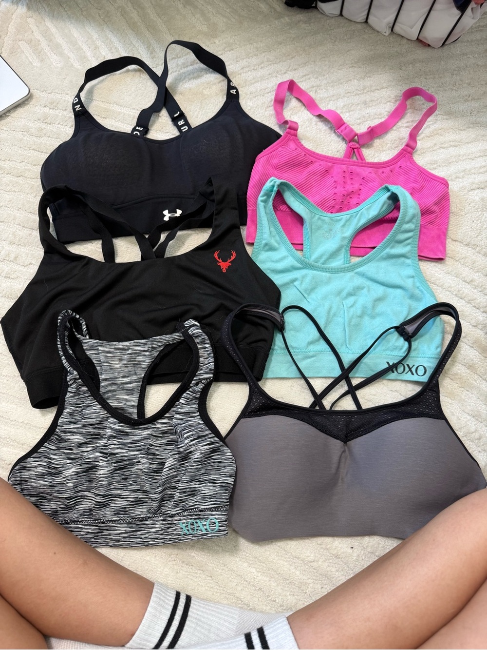 Under Armour Black Sports Bra with Crisscross Straps and Logo